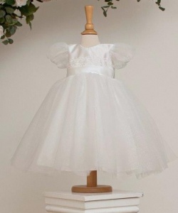 Girls Glitter Tulle Christening Dress - Adeena by Millie Grace