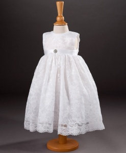 Girls Diamante Brooch Lace Dress - Anne-Marie by Millie Grace