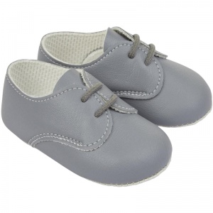 Baby Boys Grey Matt Lace Pram Shoes 'Baypods'