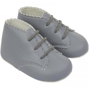 Baby Boys Grey Matt Lace Up Baypods Pram Boots