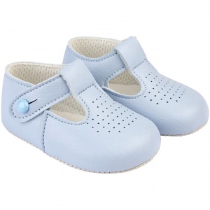 Baby Boys Sky Blue Matt T-bar Pram Shoes 'Baypods'