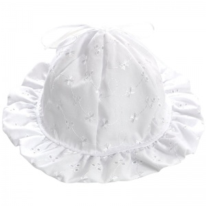 Baby Girls White Broderie Anglais Cotton Hat