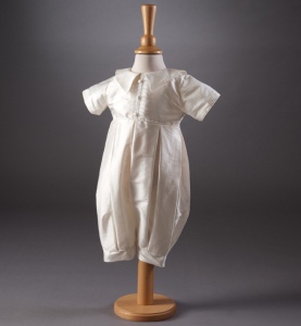 Baby Boys Ivory Christening Romper - Bobbie by Millie Grace