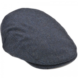 Boys Navy Barleycorn Tweed Flat Cap