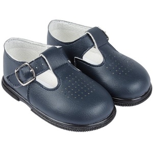 Boys Navy Matt T-bar First Walker Shoes