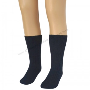 Boys Navy Ribbed 3/4 Length Formal Socks