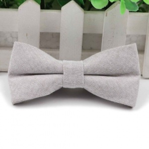 Boys Light Grey Cotton Bow Tie with Adjustable Strap