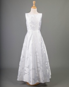White Brocade Communion Dress - Colbie by Millie Grace