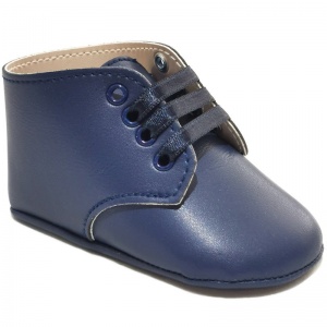 Baby Boys Navy Matt Lace Up Boot Style Shoes