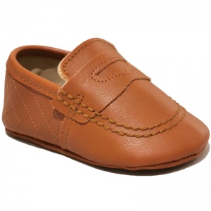 Baby Boys Tan Matt Quilted Slip on Loafers
