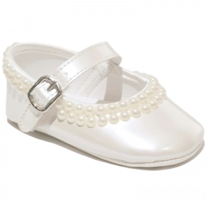 Baby Girls Ivory Pearl Pearlescent Buckle Shoes