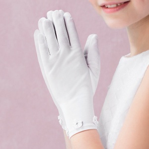Emmerling White Floral Communion Gloves - Style 74006