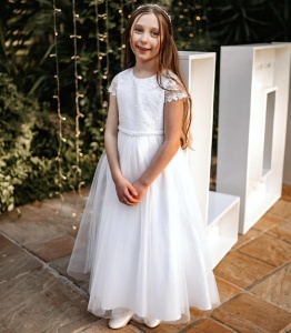 Emmerling White Lace & Tulle Communion Dress - Style Fanny