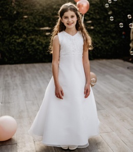 Emmerling Girls White Communion Dress:- Frauke