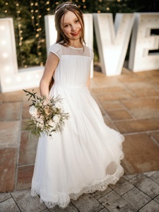 Emmerling White Lace & Soft Tulle Communion Dress - Style Greta