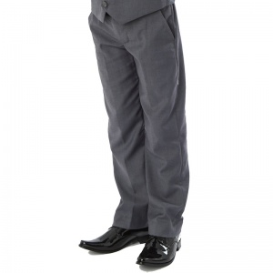 Boys Grey Slim Fit Formal Suit Trousers