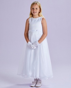 White Beaded Organza Communion Dress - Lucille P195 by Peridot