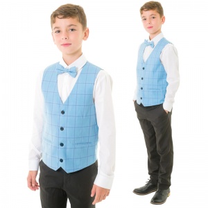 Milano Mayfair Boys Blue Check 4 Piece Bow Tie Suit