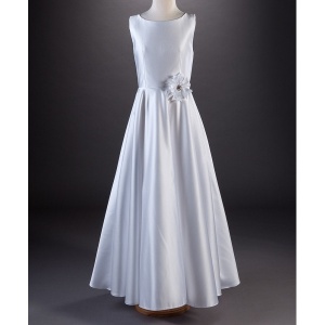 White A Line Satin Communion Dress - Coco by Millie Grace