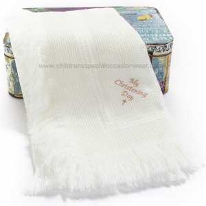 Ivory & Gold My Christening Day Shawl with Cross