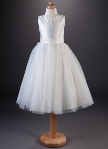 Girls Daisy Satin Tulle Dress - Tiffany by Busy B's Bridals