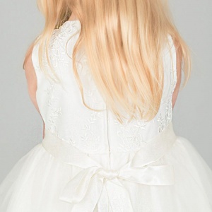 BNY Corner Flower Girl Dress - Sleeveless Embroidered Tulle, Tea Length, White, Size 10