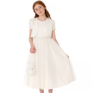 Girls Ivory Diamante & Pearl Dress, Dolly Bag & Bolero