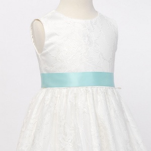 Girls Aqua Double Sided Satin Dress Sash