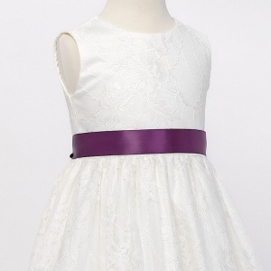 Girls Aubergine Double Sided Satin Dress Sash