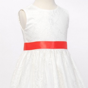 Girls Bright Coral Double Sided Satin Dress Sash