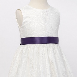 Girls Dark Purple Double Sided Satin Dress Sash