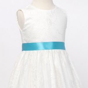 Girls Turquoise Double Sided Satin Dress Sash