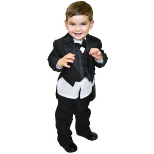 Boys Black 5 Piece Tuxedo Tail Dinner Suit