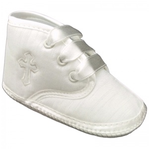 Baby Boys Ivory Dupion Emb Cross Christening Pram Shoes