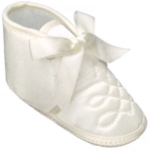 Baby Boys Ivory Satin Emb Christening Baptism Pram Shoes