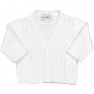 Baby Boys White Cable Knit Cardigan