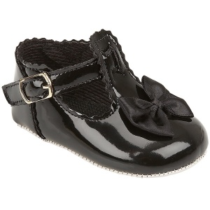 Baby Girls Black Patent Baypods Pram Shoes