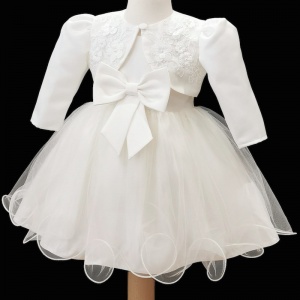 Baby Girls Ivory Bow Tulle Dress & Bolero Jacket