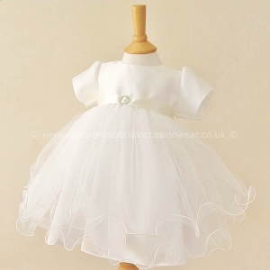 Baby Girls Ivory Diamante Tulle Christening Dress
