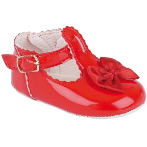 Baby Girls Red Patent Baypods Pram Shoes