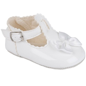Baby Girls White Patent Baypods Pram Shoes