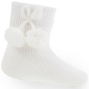 Baby Ivory Pom Pom Ankle Socks
