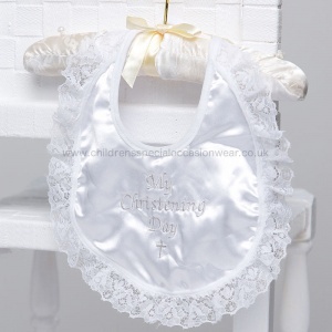 White Lace & Satin My Christening Day Bib