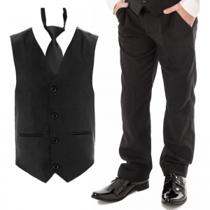 Boys Black 3 Piece Formal Occasion Classic Suit