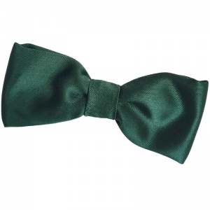 Boys Dark Green Satin Plain Dickie Bow Tie on Elastic