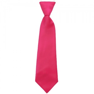 Boys Cerise / Hot Pink Plain Satin Tie on Elastic