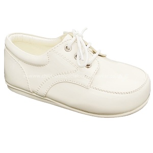 Boys Ivory Patent Formal Lace Up Shoes