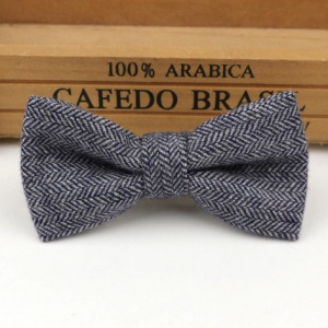 Boys Navy Herringbone Wool Bow Tie with Adjustable Strap