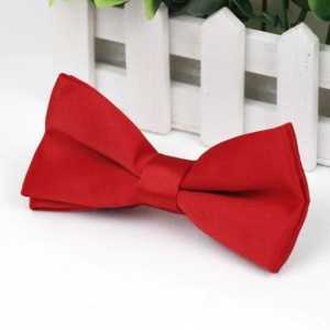 Boys Red Smooth Matt Satin Bow Tie with Adjustable Strap