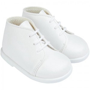 Boys White Matt Lace Up First Walker Boots